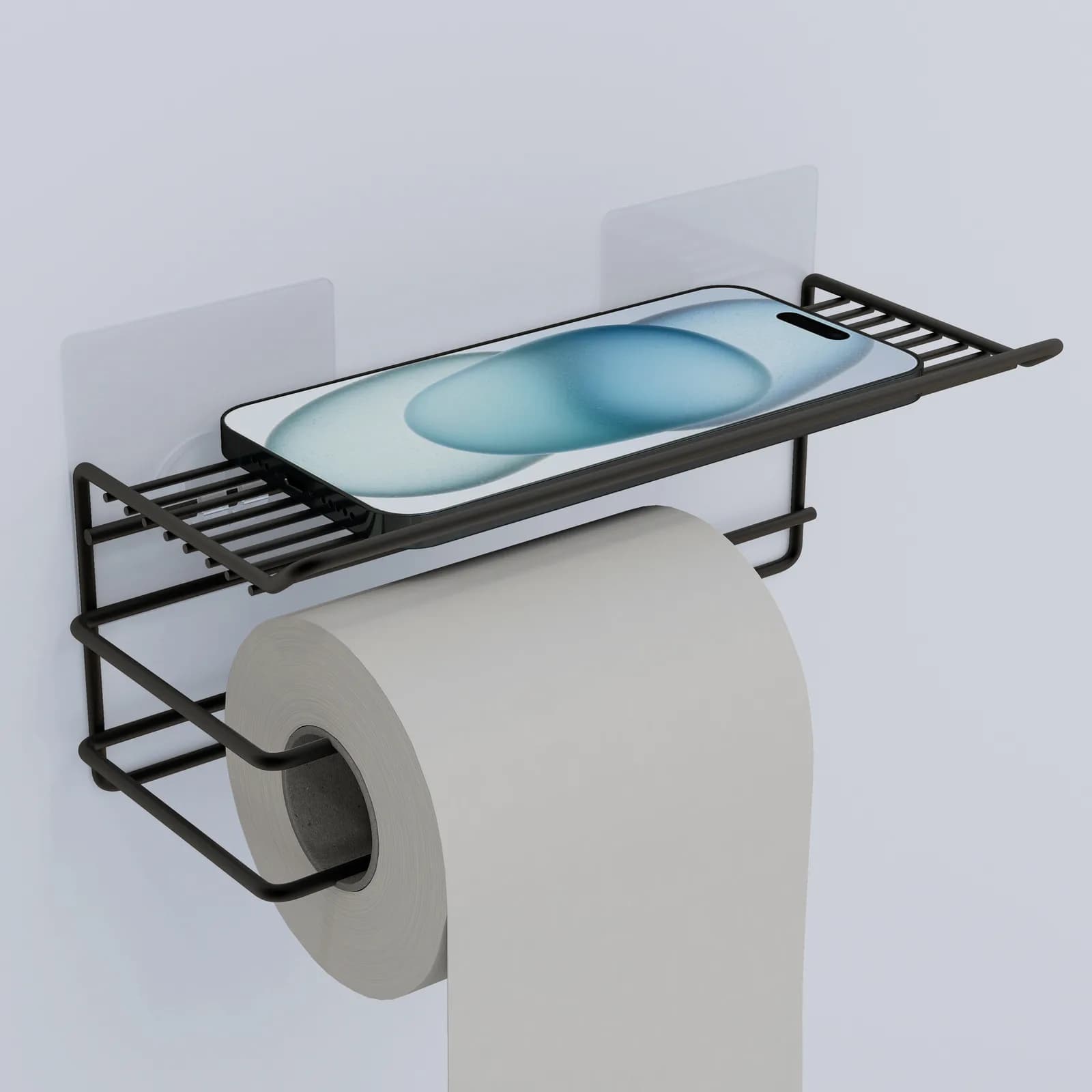 Self-Adhesive Toilet Paper Holder with Phone Shelf