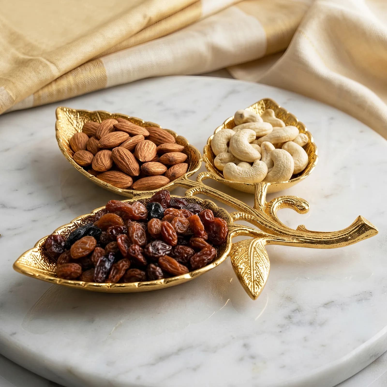 Golden Leaf-Shaped Decorative Tray