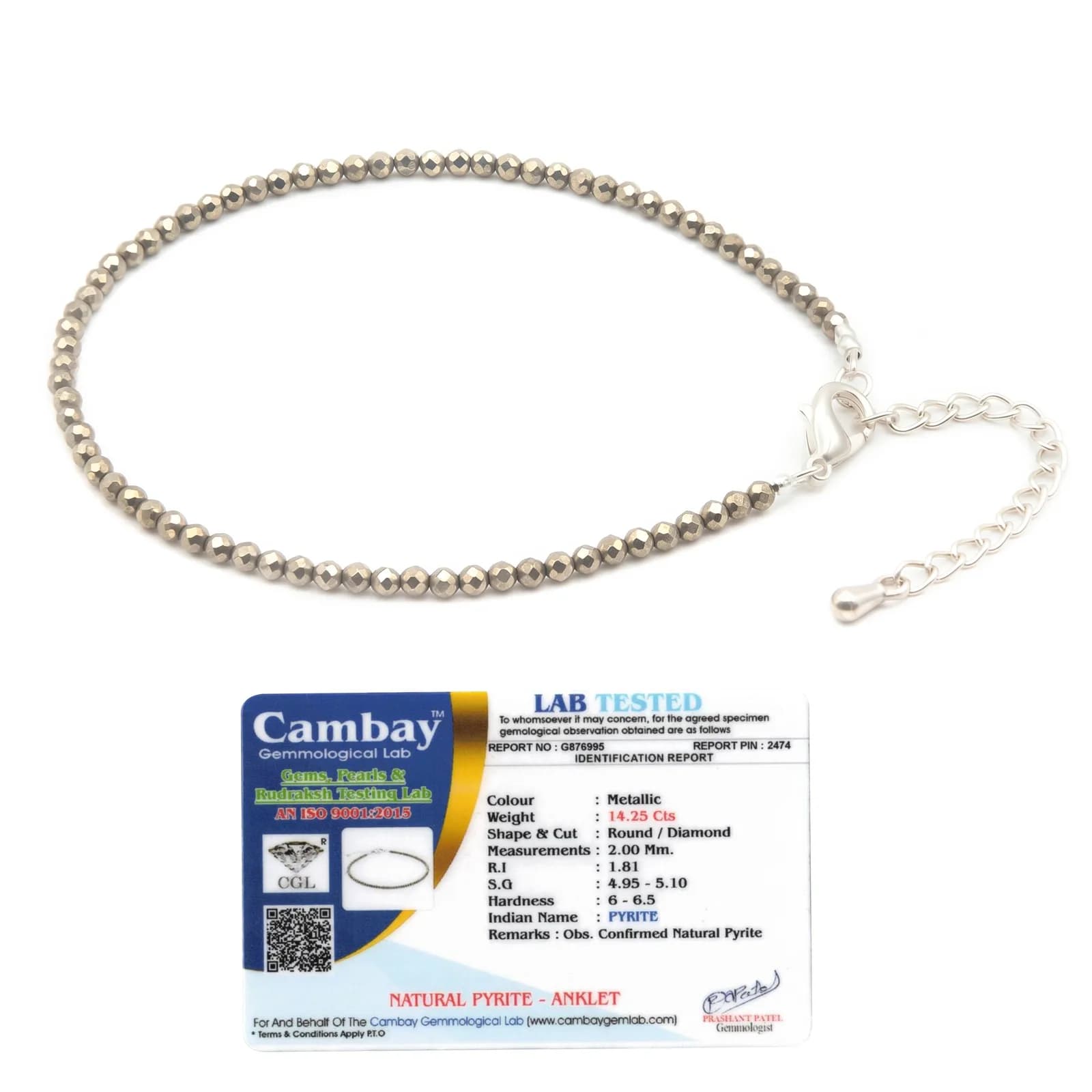 Raw Pyrite Stone Anklet